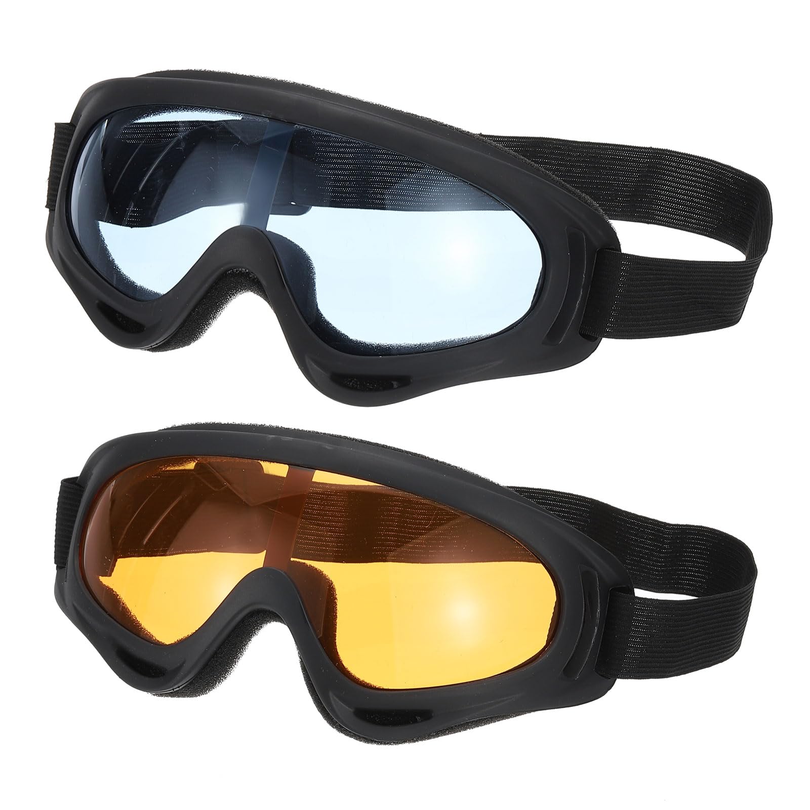 PATIKIL Dirt Bike Goggles, 2 Pcs Motorcycle Goggles ATV Goggles Ski Goggles Racing Helmet Goggles Windproof for Mountaineering Sky Diving Ski Riding, Black with Blue/Orange Lenses