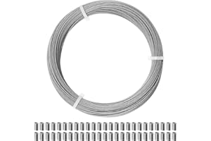 CELYND Stainless Steel Wire Rope - 100FT 1/16" Aircraft Cable with 50Pcs Crimping Sleeves for Outdoor Hanging String Lights Garden Trellis Clothesline DIY Projects