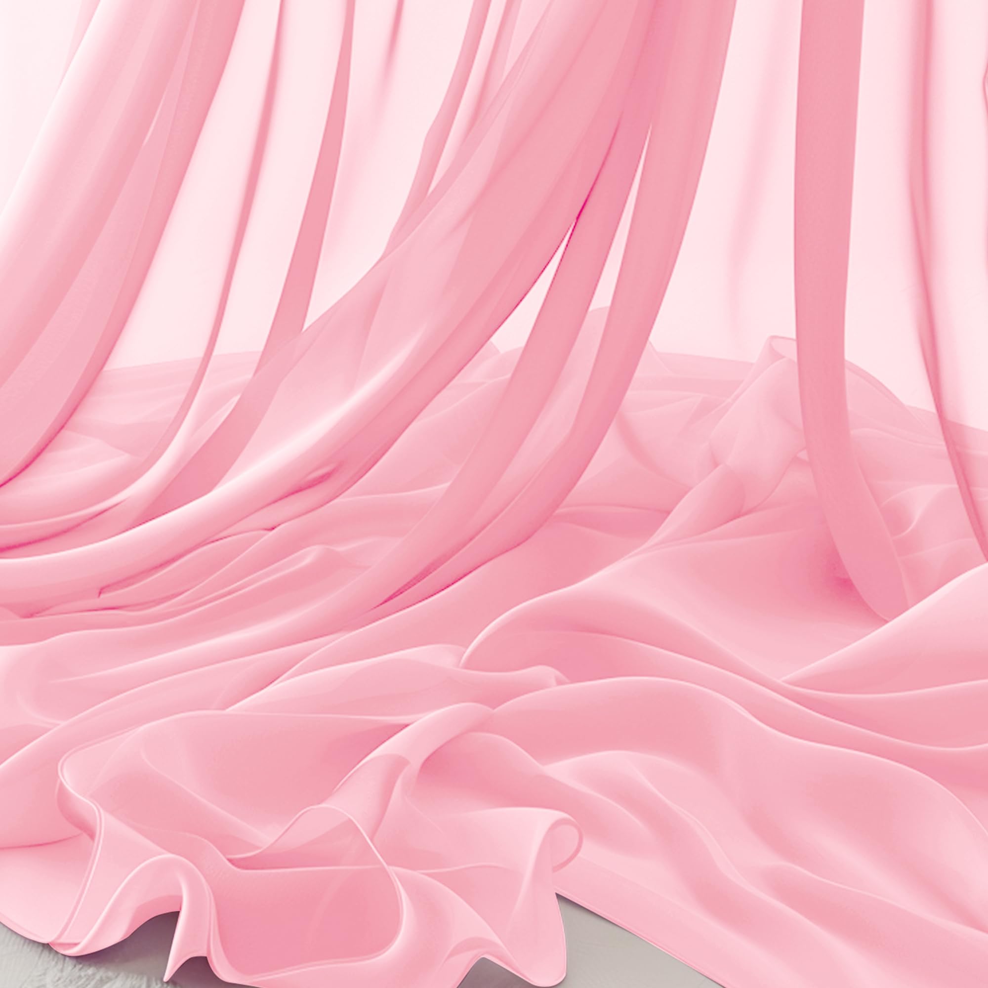 Photo 1 of Horbaunal Light Pink Chiffon Fabric by The Yard, 1 Yard Continuous Sheer Fabric 59" Wide Soft Draping Fabric for Wedding Arch Draping Party Backdrop DIY Sewing