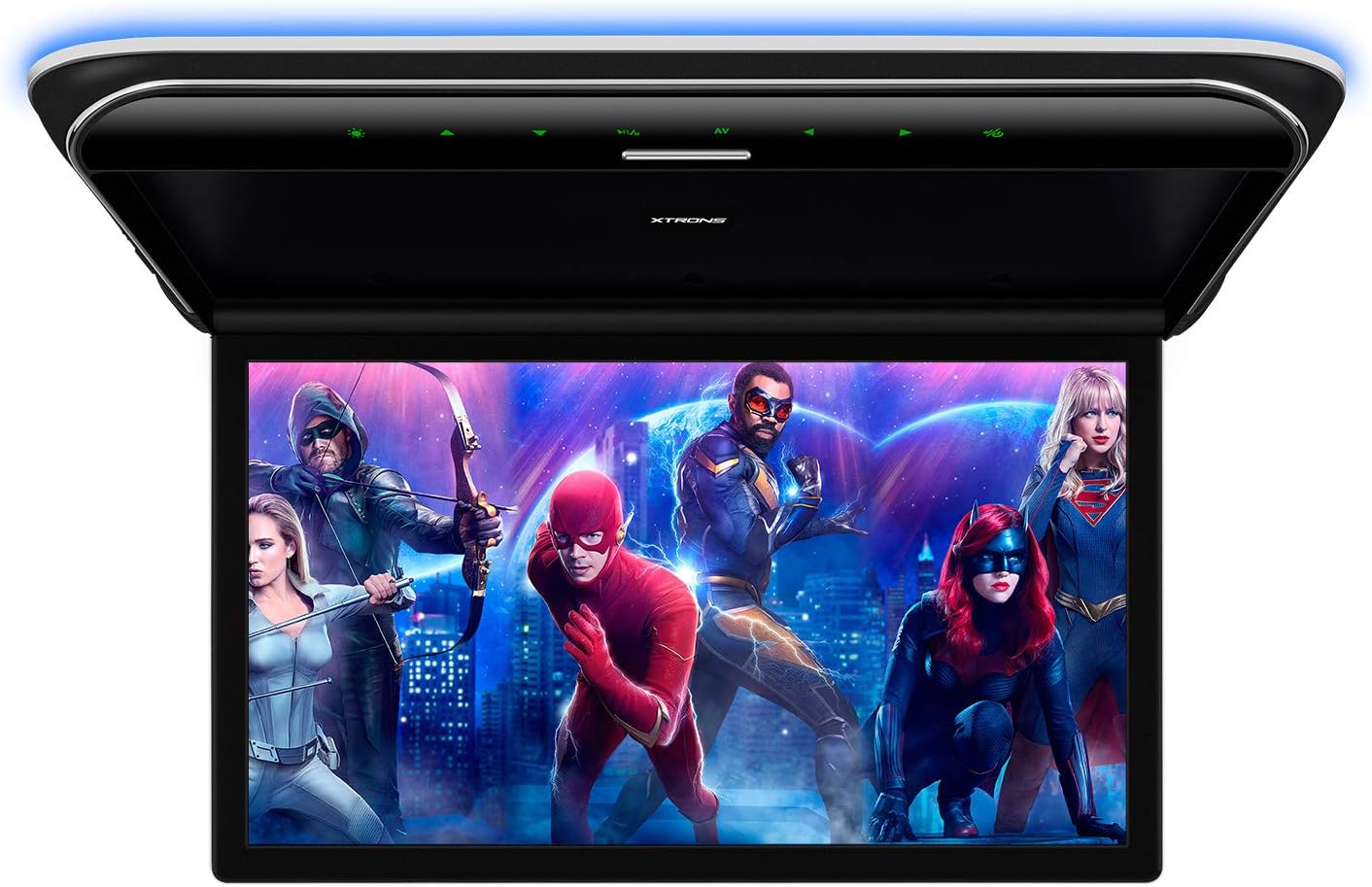 XTRONS 19.5“ HD Digital TFT 16:9 Screen Car Overhead Video Ultra-Thin Car Roof Mounted Player with Built-in HDMI/AV/USB Speakers and Colourful Aura Light (CM195HD)
