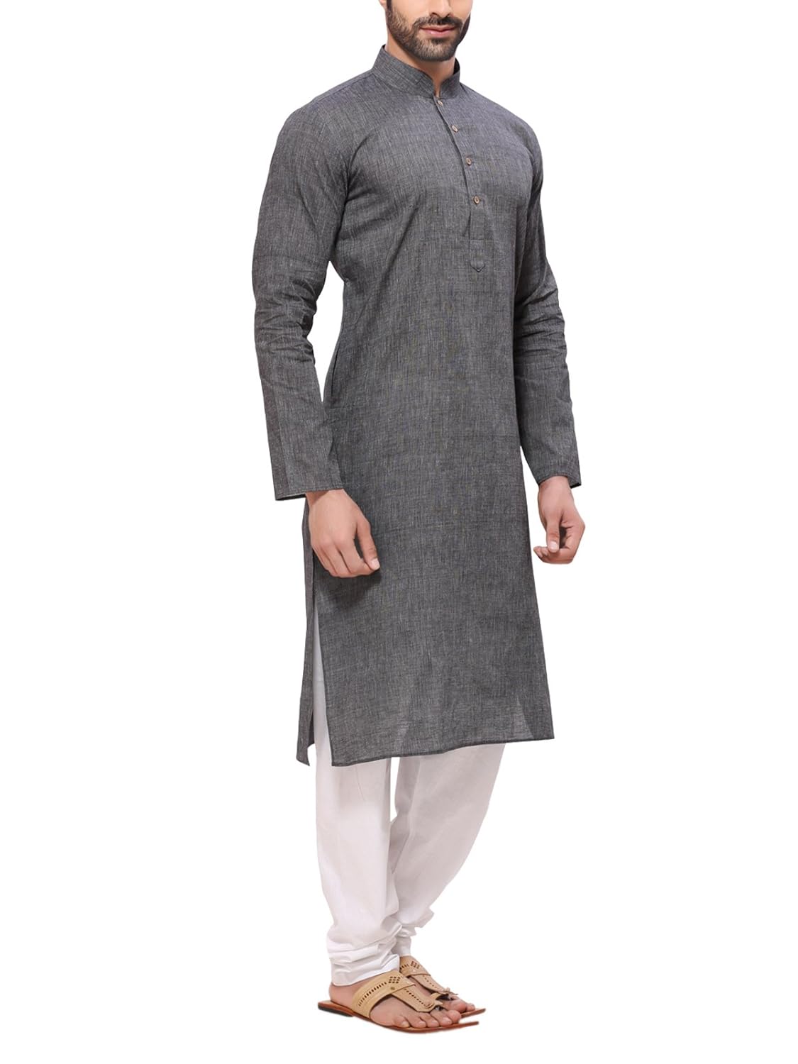 rg designers men's handloom gray kurta pyjama