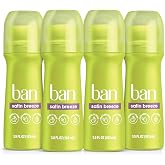 Ban Invisible Roll-On Antiperspirant Deodorant, Satin Breeze, 3.5 oz, 4pk | 24-Hour Sweat and Odor Protection, No White Residue, For Women and Men, Sensitive Skin-Friendly, 4-Pack Value
