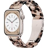 Vamyzji Compatible with Apple Watch Band 41mm 40mm 38mm 42mm 44mm 45mm 46mm 49mm, Light Fashion Resin Tortoise iwatch Band Women for Apple Watch Series 10 Series 9 8 7 6 iWatch SE 5 4 3 2 1, Ultra 2 1