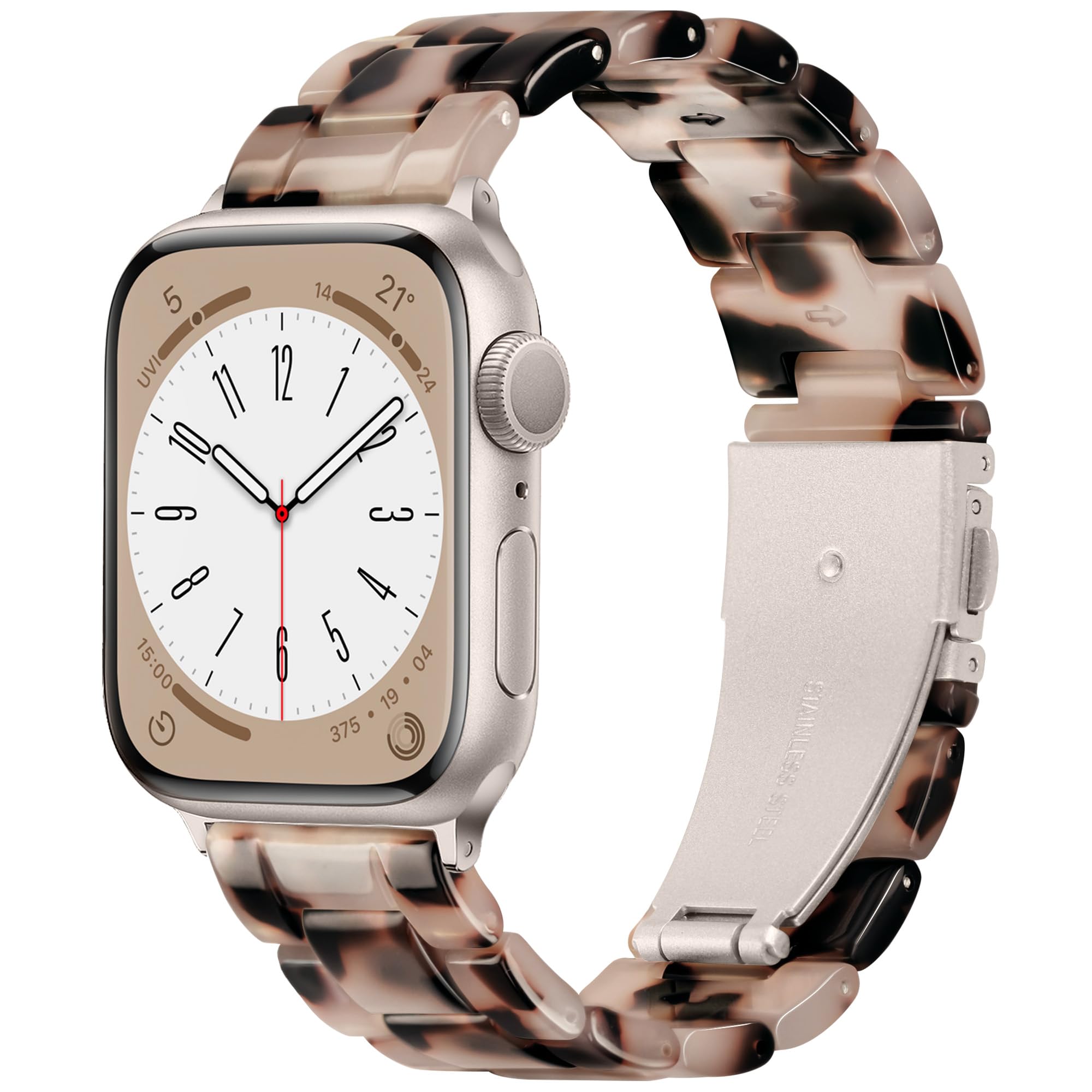 Vamyzji Compatible with Apple Watch Straps 42mm(Series 11 10)41mm 40mm 38mm, Light Resin Tortoise Waterproof Sport iWatch Strap with Stainless Steel Clasp for Apple Watch Series 11 10 SE 9 8 7 6 5 4 3 — image 1