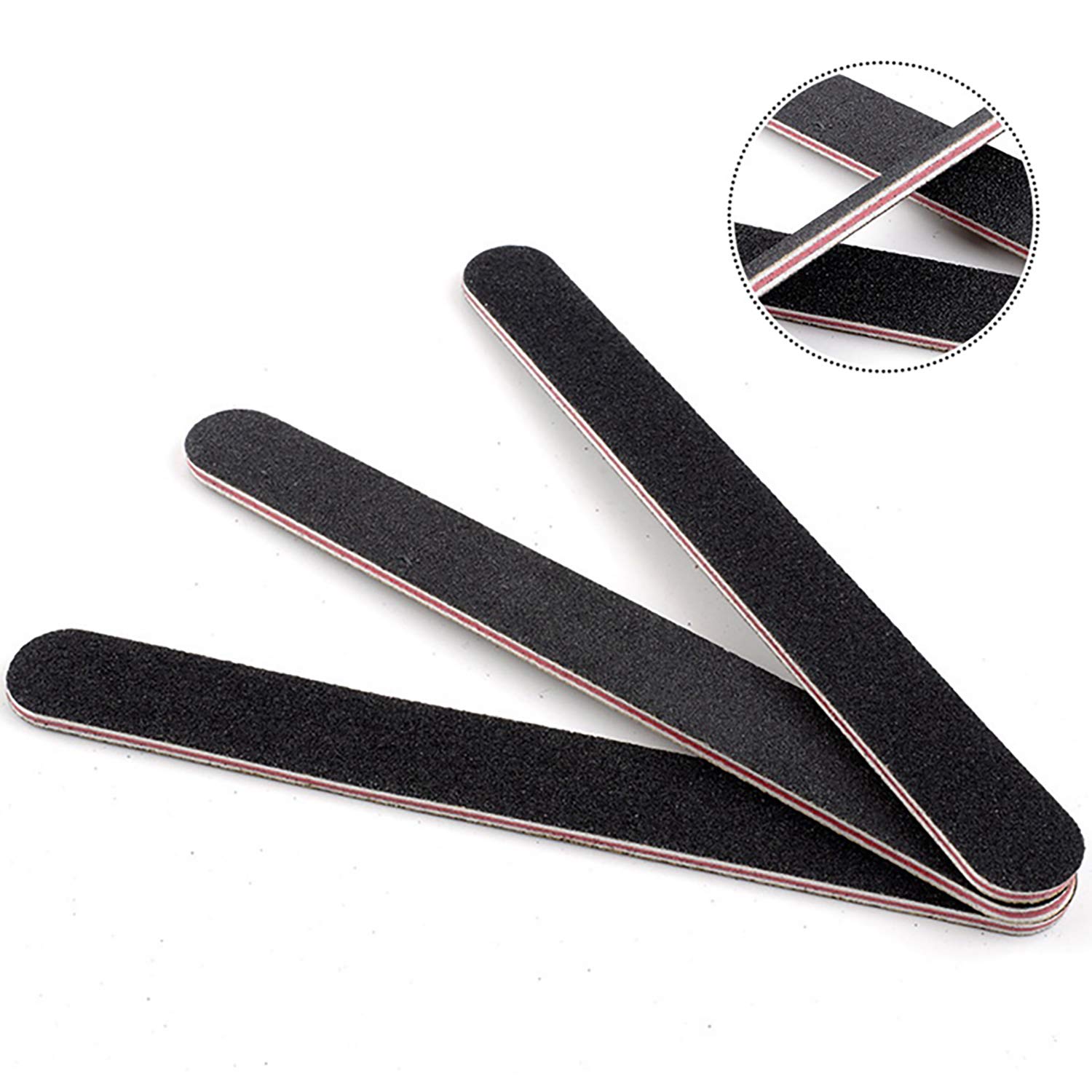 Nail File 10 PCS Professional Double Sided 100/180 Grit Nail Files Emery Board Black Manicure Pedicure Tool and Nail Buffering Files : Beauty