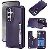 iCoverCase Compatible with Samsung Galaxy S24 Case with Card Holder, S24 Wallet Case for Women Men [RFID Blocking] PU Leather Protective Phone Case for S24 5G (Dark Purple)