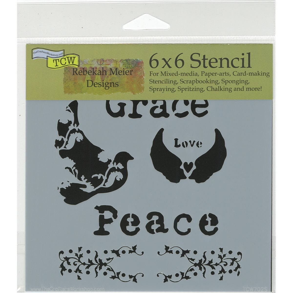 The Crafters Workshop "Peace Doves" Stencil, Transparent, 6 x 6-Inch (18 x 16 x 0.1 cm)