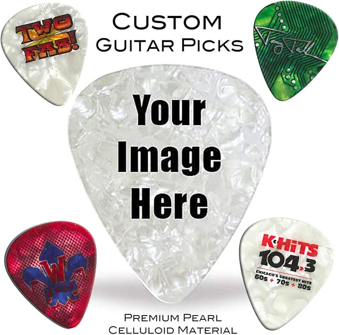 1 Personalized Guitar Pick Premium White Pearl Celluloid