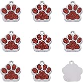 Magibeads Enamel Paw Print Charm with Glitter Powder Alloy Enamel Cat Dog Charm Animal Dog Paw Charms Pendants for Keychain DIY Jewelry Craft Making