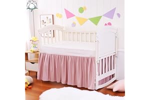 ZAIZAIHOME Crib Bed Skirt Dust Ruffle 100% Cotton - Natural, Soft, Breathable for Baby's Delicate Skin, Nursery Toddler Crib Bed Skirt for Baby Boys Girls, Fits Standard Cribs 28" x 52" with 14" Drop