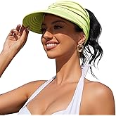 Womens Sun Visor Hat Wide Brim Summer Sun Hats UPF 50+ UV Protection Beach Hats Foldable Golf Visor for Women