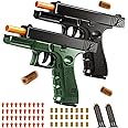 2Pack Soft Bullet Toys Gun - Semi-Automatic Handgun with Shell Ejection and Auto Rebound, Outdoor Game Toy Foam Blasters & Guns for Boys Girls Halloween Christmas Birthday Gifts (Black+Green)
