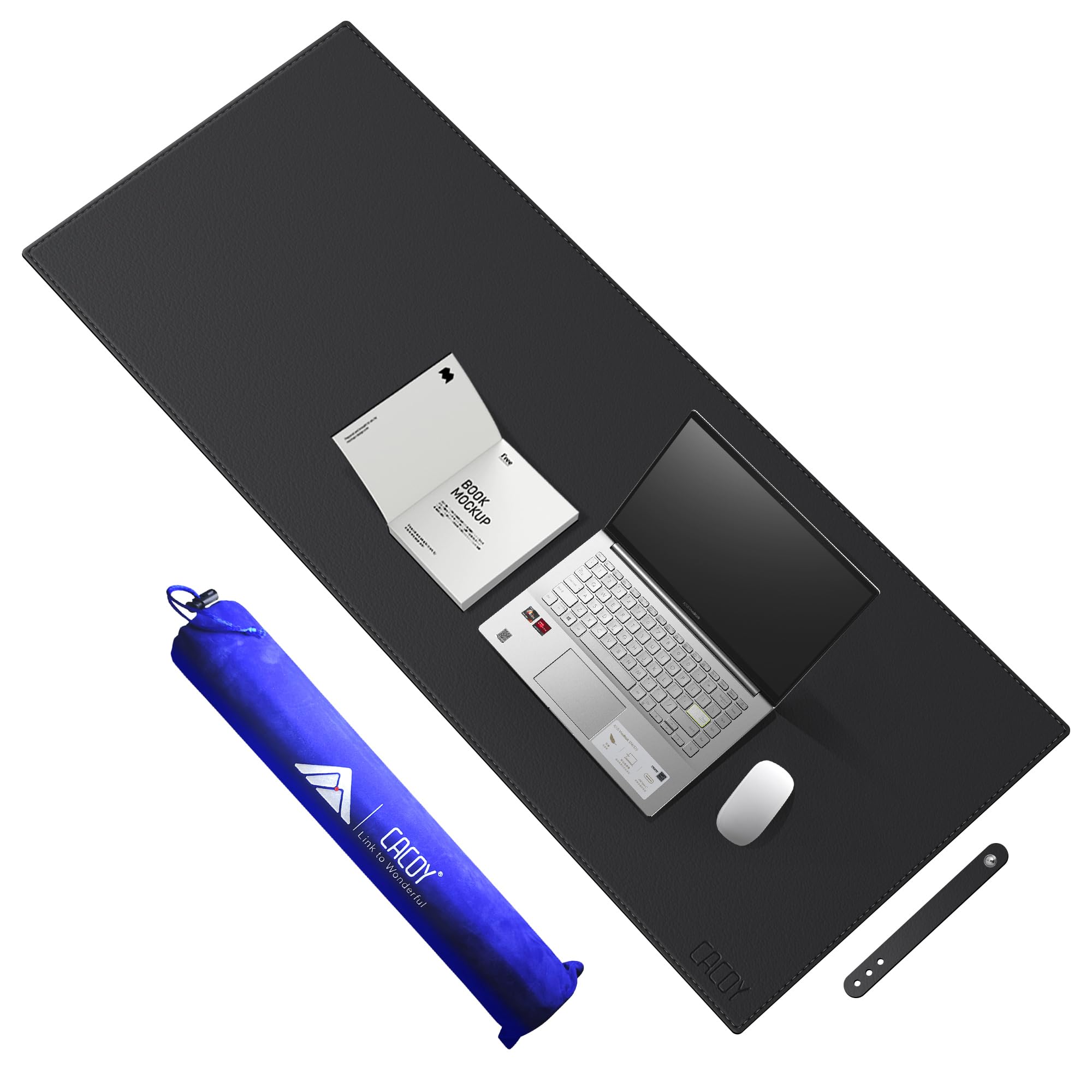 Cacoy 120x50 cm Leather Desk Mat, Extended Computer Desk Pad, Keyboard Mat, Premium Large Gaming Mouse Pad for Home Office Accessories, Waterproof Desk Blotter Pad Protector, Black