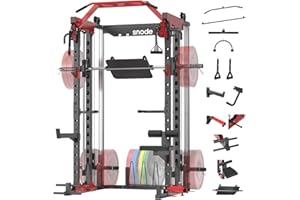 SNODE ALL10 Smith Machine for Home Gym, Power Rack with Cable Crossover, Squat Rack with Leg Press and Advanced LAT Pull-Down, 2000LB Weight Capacity