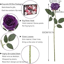 Cloudecor 15Pcs Artificial Roses Velet Real Touch