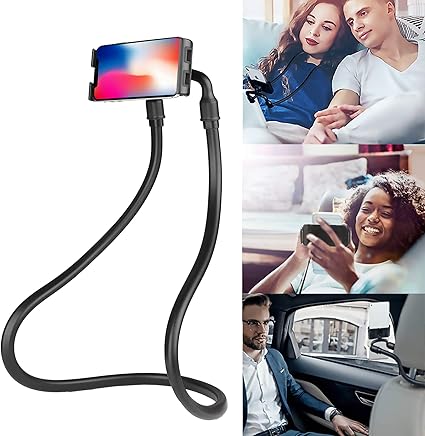 Amazon Yunlejp 第三世代 多機能 首掛け式 タブレット スタンド 携帯電話スタンド 卓上ホルダー 寝ながらスマホ 加厚 耐震性 360 回転 自由調節 任意変形が 角度調整可能 スマホ ホルダー 5 13inch インチに対応 日本語マニュアル付 Lj シリコーン Black