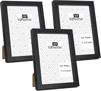 YiPinYin 5x7 Boxed Gallery Frames Set of 3 Black MDF Perspex Window