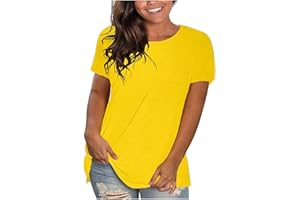 FINELYLOVE Plus Size Tops for Women Summer Basic Solid Tunic Spring Tops Crewneck Short Sleeve Shirts Dressy Casual Blouse