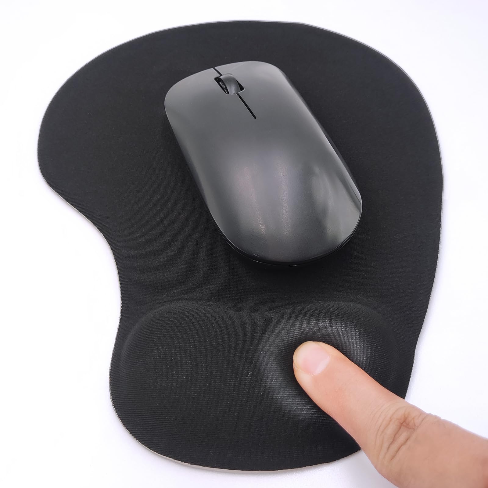 Photo 1 of JYWYBF Ergonomic Mouse Pad with Wrist Rest, Gel Wrist Support Mousepad, Pain Relief Laptop Computer Mouse Pad, Non-Slip Mouse Pads for Office & Home (Black)