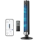 DREO Smart Tower Fan for Bedroom, 40&rdquo;-45&rdquo; Adjustable Height, 9 Speeds | 28 ft/s Velocity, Quiet Fan with DC Motor, 4 Modes, 90&deg;Oscillating Standing Fan, 12H Timer for Home, APP and Voice Control