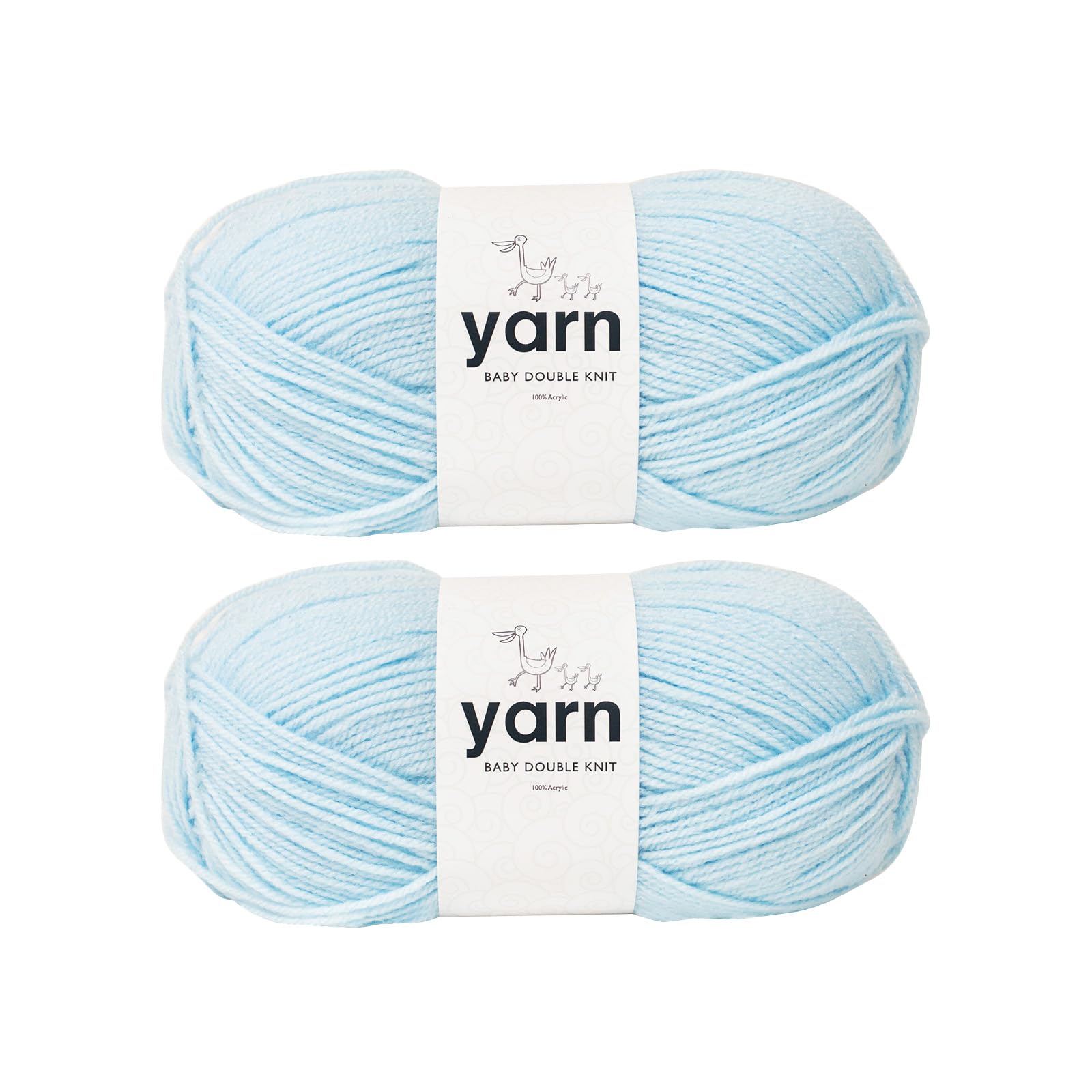 Korbond Baby Yarn Blue - 2 x 100g Acrylic Wool - Lightweight, Hypoallergenic & Durable Double Knit Crochet Yarn Knitting Wool