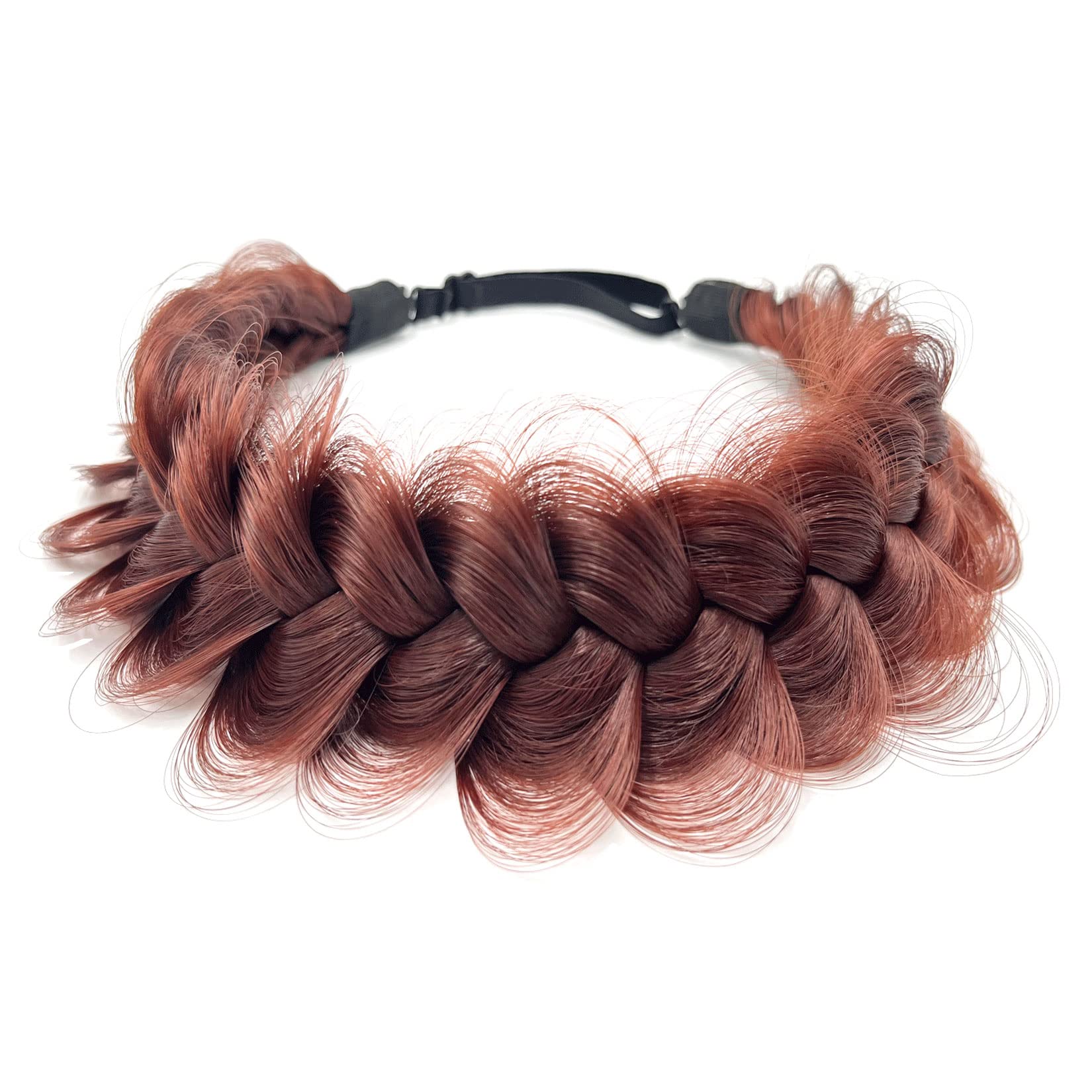 TOECWEGR extensions, headband, braided hair band, classic chunky wide plaited wedding fluffy braids, wig for women, girl beauty accessory (light burgundy) — image 1