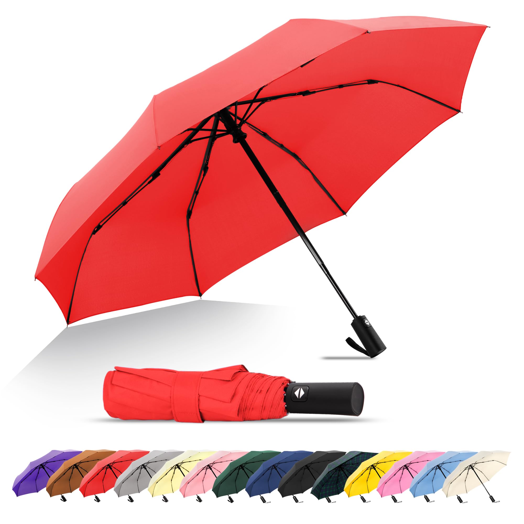 Photo 1 of SoulRain Umbrellas for Rain, Durable & Compact Umbrella, Backpack, Purse, Portable Umbrella for Travel - Auto Open Close Strong Fiberglass(Red)