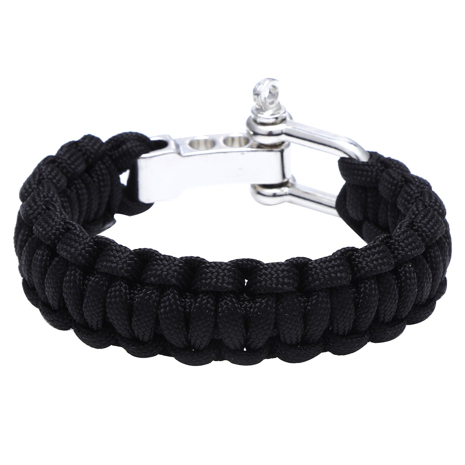 DonDon Men's Outdoor Survival Paracord Bracelet Braided Nylon Black