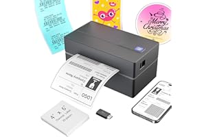 NULLTONEX Bluetooth Thermal Shipping Label Printer: 4x6 Wireless Label Maker with Tape for Small Business - Compatible with iPhone, Android, Windows & Mac, Widely Used for USPS UPS Ebay Amazon Shopify Etsy