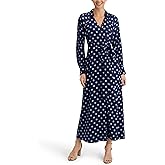 Anne Klein Womens Long Sleeve, Floral Print, Belted Midi Dress