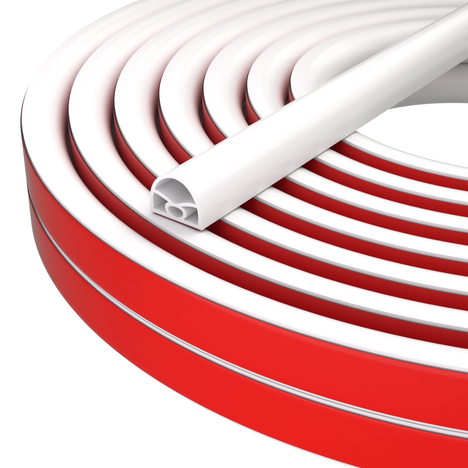 Photo 1 of 33Ft Door Weather Stripping Door Seal Strip,Self-Adhesive Silicone Door Insulation Strip for Door/Window,Soundproofing Weather Strip for Door Noise Blocker,Seal 5/16 “- 15/32 "Large Gaps,L-White