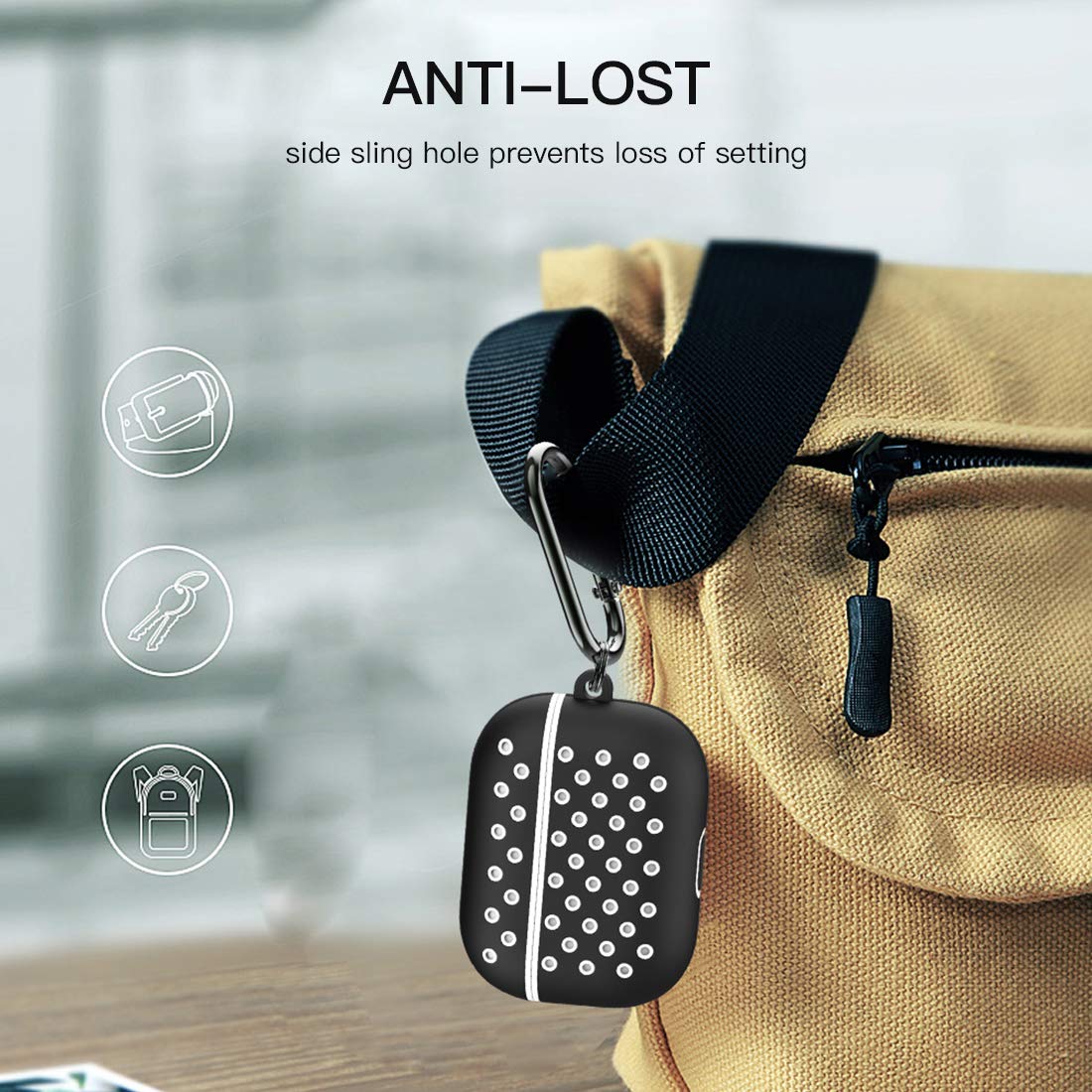 AirPods Pro Case, EPSKY AirPods Pro Cover, Shockproof Silicone Protective AirPods 3 Earphone Case with Climbing Buckle (case3-black+White)