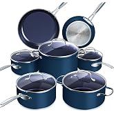 Nuwave Healthy Duralon Blue Ceramic Nonstick Cookware Set, PFAS Free | Scratch-Resistant, Dishwasher &amp; Oven Safe, Induction Ready &amp; Evenly Heats, Tempered Glass Lids &amp; Stay-Cool Handles