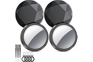 QCOQ® Air Tracker Tags-4 Pack Black | Bluetooth Tracker Work with Apple Find My (iOS Only), Smart Tag with Protective Case/Keychain/Lanyard, Item Finder for Luggage/Key/Suitcase, Up to 100dB