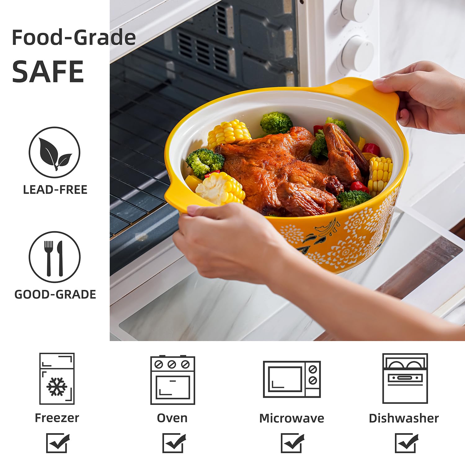 Wisenvoy Casserole Dish With Lid - Ceramic Baking Dishes For Oven