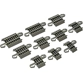 Bachmann Trains - Snap-Fit E-Z TRACK E-Z TRACK CONNECTOR ASSORTMENT - Contains 2 each .75", 1", 1.25", 1.5" and 2" straight (card) - NICKEL SILVER Rail With Gray Roadbed - HO Scale