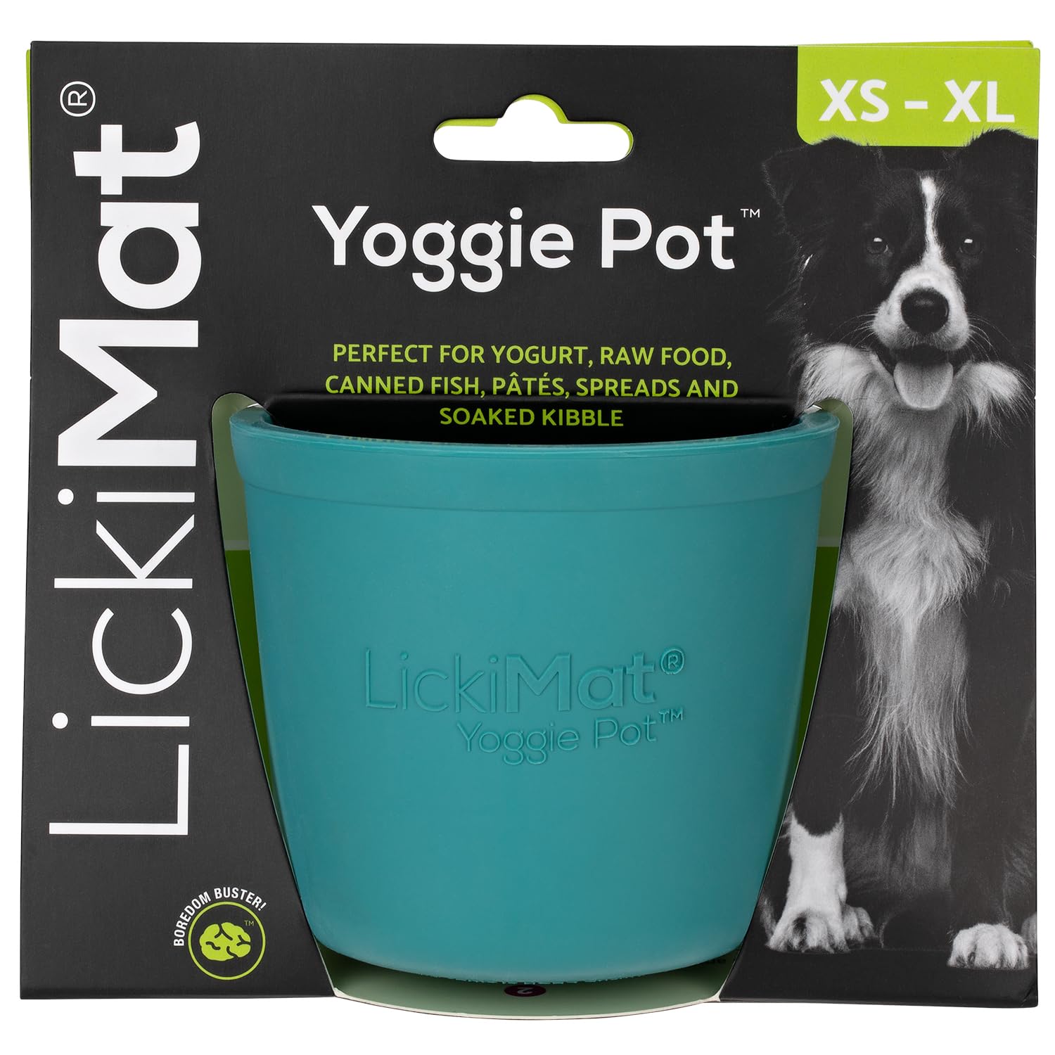 LickiMat Yoggie Pot – Distraction, Fun and Enrichment. Long Lasting Rubber Licking Treat Dispenser for All Dog Sizes and Slow Feeder for Small Dogs. The Newest LickiMat, Turquoise