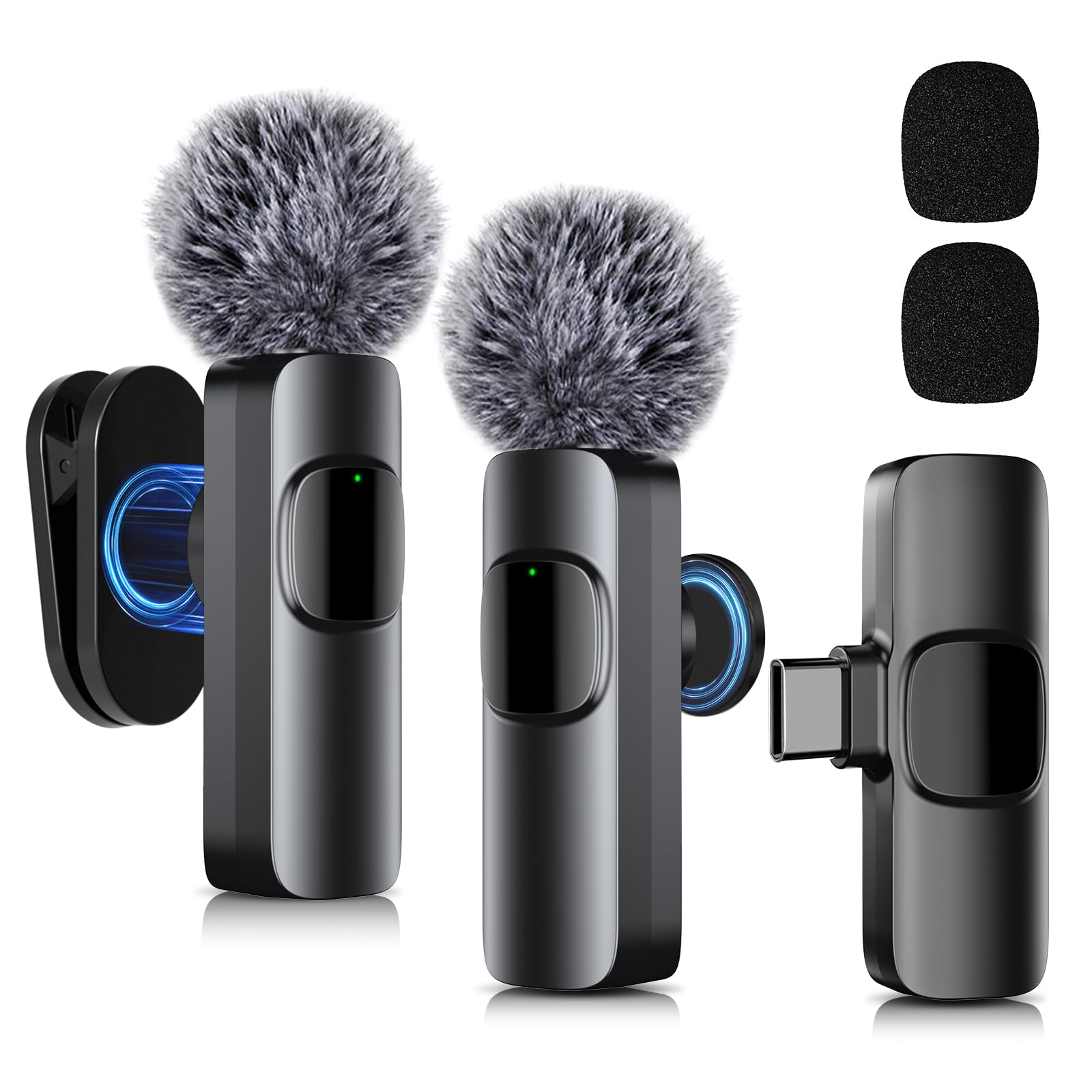 SOOOEC Upgraded USB C Wireless Lavalier Microphone for iPhone 15-16 /Android Phone, Mini Microphones for Video Recording, Live Streaming, Interviews, YouTube, TikTok, Vlogging, and ASMR