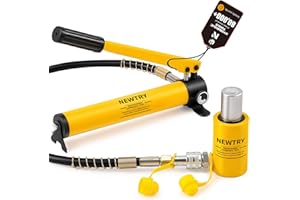 NEWTRY 10 ton Hydraulic Ram Jack Cylinder and CP-180 Hand Hydraulic Pump Short Type 2” Stroke Porta Power Ram (10 ton Jack+ Manual Pump)