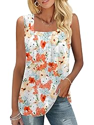 KTILG Scoop Neck Tank Tops for Women Casual Spring