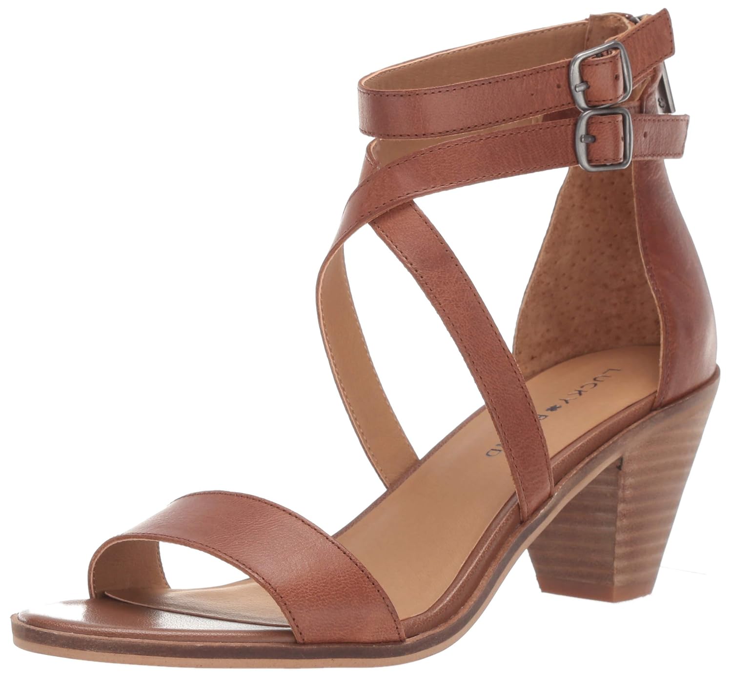 lucky brand ressia leather cone heel sandals