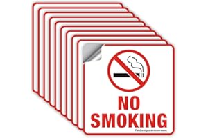 FAITTOO 10 Pack No Smoking Stickers, No Smoking Stickers Decals, 6x6 inch Self-Adhesive Vinyl Decal Stickers, UV Printed, Durable Ink, Waterproof, Easy to Mount, Indoor/Outdoor Use