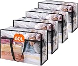 Lifewit 4 Pack 60L Clear Plastic Storage Bags with Handles