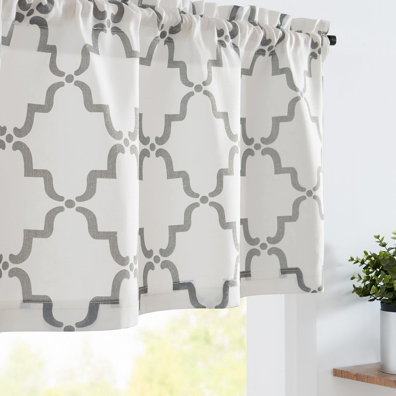 jinchan Linen Valance Curtain for Windows 16 Inch