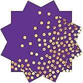 13 x 13 In Purple Cocktail Napkins,Purple and Gold Beverage Napkins,100 PCS Disposable Paper Napkins for Bar,Weddings,Birthday Party Supplies