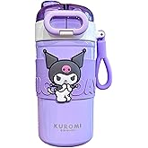 Many Rainbows Kuromi Stainless Steel Insulated Water Bottle with Carrying Loop (Spout & Straw) - 510ml, Purple