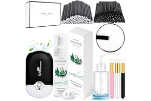 DNSGOOR 200ml/6.7fl.oz Lash Extension Cleanser Eyelash Shampoo Kit Mini USB Portable Lash Fan Eyelid Cleaning Brush Mascara Brush Microbrush Makeup Remover Cleaning Pad Wash Bottle Gentle Cleaning (Original)