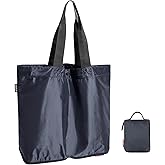 pack all 16L Lightweight Foldable Tote Bag, Reusable Grocery Shopping Bag | Ultralight, Packable, Water-Resistant, Tear Resistant Nylon, Button Closure, Compact for Travel, Work and Camping, Navy