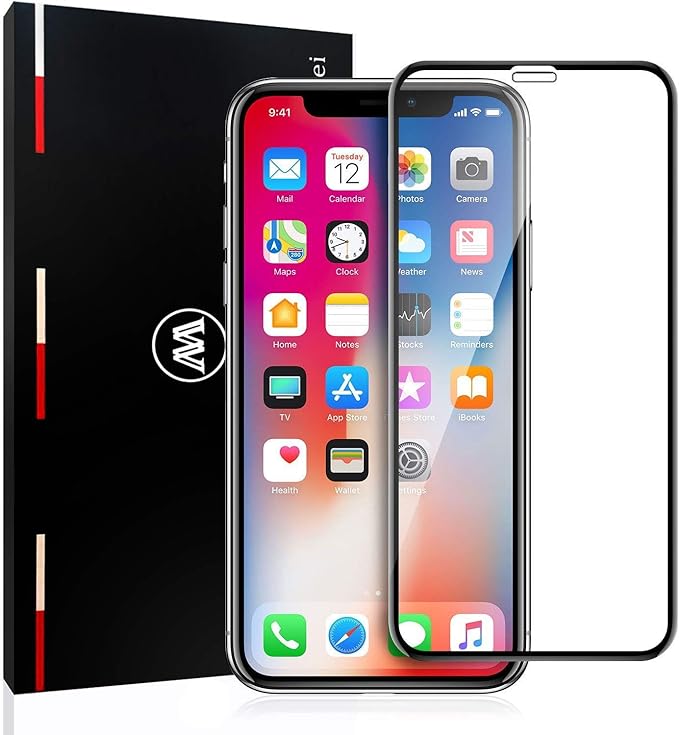 Mowei 2Pack iPhone X/Xs Screen Protector, Optimized [Black Board