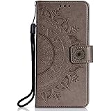 Galaxy S7 Edge ケース, CUSKING 手帳型 マグネット式 カード収納 スタンド機能 ストラップ 付き PUレザー 財布型 ライト 用 おしゃれ 保護ケース カバー Samsung Galaxy S7 Edge 対応, グレー